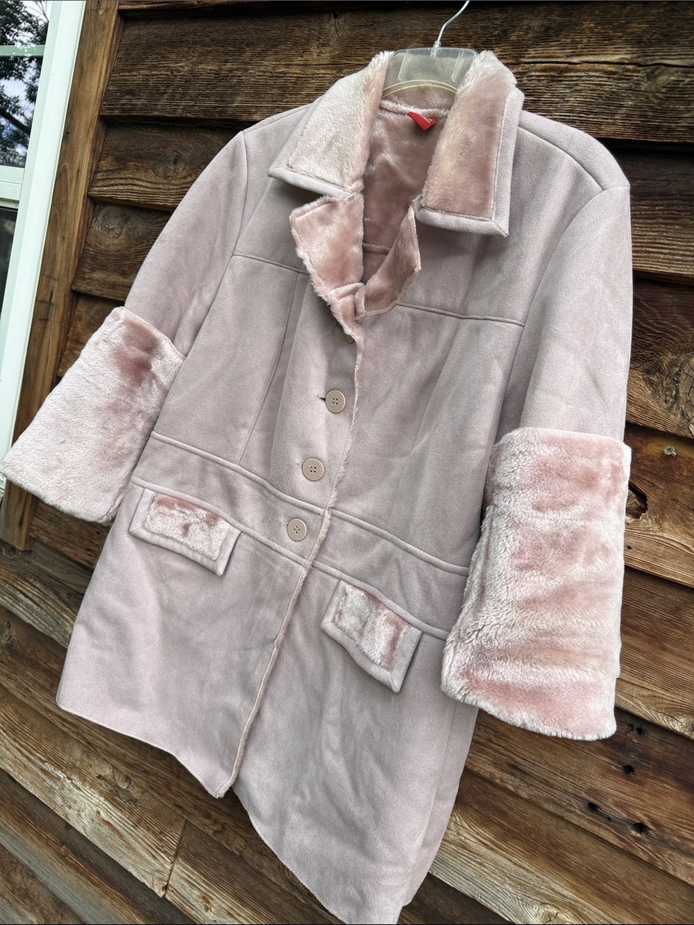 Valerie Stevens  vintage faux suede coat fuzzy lined
